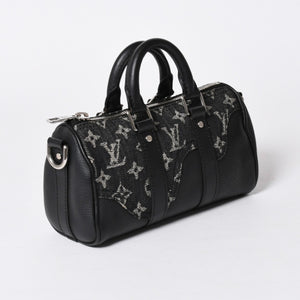 極美品 LOUIS VUITTON ルイヴィトン キーポル XS ショルダーバッグ M81010 モノグラムデニム トリヨンレザー 2WAY シルバー金具 中古 4a006447