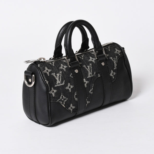極美品 LOUIS VUITTON ルイヴィトン キーポル XS ショルダーバッグ M81010 モノグラムデニム トリヨンレザー 2WAY シルバー金具 中古 4a006447