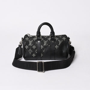 極美品 LOUIS VUITTON ルイヴィトン キーポル XS ショルダーバッグ M81010 モノグラムデニム トリヨンレザー 2WAY シルバー金具 中古 4a006447
