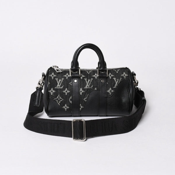 極美品 LOUIS VUITTON ルイヴィトン キーポル XS ショルダーバッグ M81010 モノグラムデニム トリヨンレザー 2WAY シルバー金具 中古 4a006447