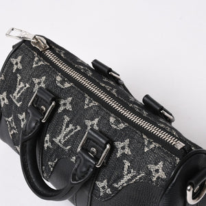 極美品 LOUIS VUITTON ルイヴィトン キーポル XS ショルダーバッグ M81010 モノグラムデニム トリヨンレザー 2WAY シルバー金具 中古 4a006447