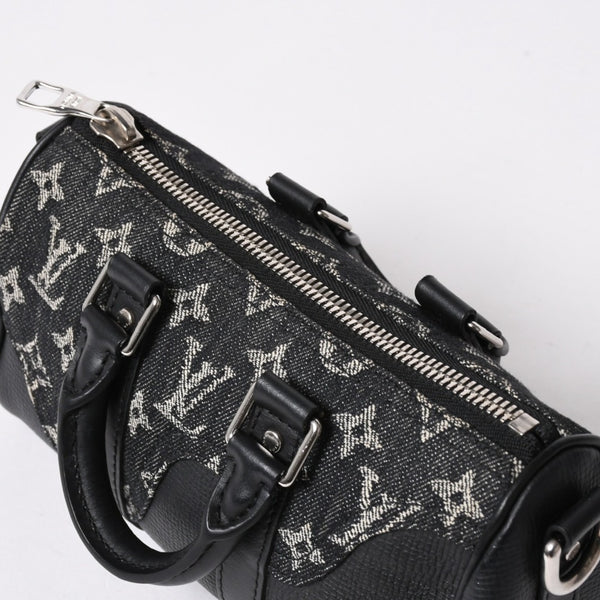 極美品 LOUIS VUITTON ルイヴィトン キーポル XS ショルダーバッグ M81010 モノグラムデニム トリヨンレザー 2WAY シルバー金具 中古 4a006447
