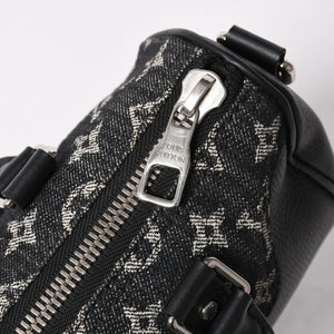 極美品 LOUIS VUITTON ルイヴィトン キーポル XS ショルダーバッグ M81010 モノグラムデニム トリヨンレザー 2WAY シルバー金具 中古 4a006447