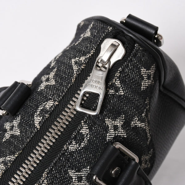 極美品 LOUIS VUITTON ルイヴィトン キーポル XS ショルダーバッグ M81010 モノグラムデニム トリヨンレザー 2WAY シルバー金具 中古 4a006447