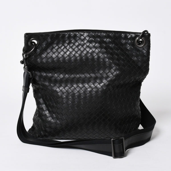 極美品 BOTTEGA VENETA ボッテガヴェネタ ショルダーバッグ イントレチャート 161623 V456C 1000 ブラック レザー 中古 4a006518