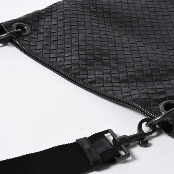 極美品 BOTTEGA VENETA ボッテガヴェネタ ショルダーバッグ イントレチャート 161623 V456C 1000 ブラック レザー 中古 4a006518