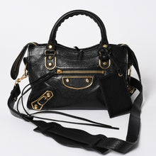 将图片加载到图库查看器中。 極美品 BALENCIAGA バレンシアガ ミニ シティ ハンドバッグ ショルダーバッグ 2WAY 390160 レザー ブラック 中古 4a006396