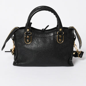 極美品 BALENCIAGA バレンシアガ ミニ シティ ハンドバッグ ショルダーバッグ 2WAY 390160 レザー ブラック 中古 4a006396
