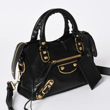 将图片加载到图库查看器中。 極美品 BALENCIAGA バレンシアガ ミニ シティ ハンドバッグ ショルダーバッグ 2WAY 390160 レザー ブラック 中古 4a006396