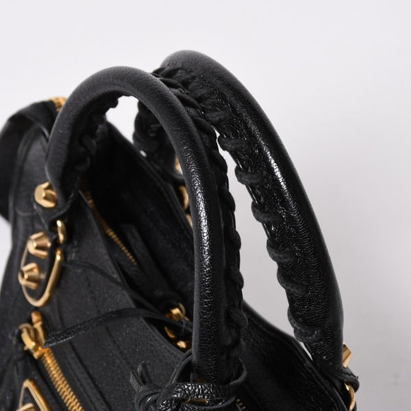 極美品 BALENCIAGA バレンシアガ ミニ シティ ハンドバッグ ショルダーバッグ 2WAY 390160 レザー ブラック 中古 4a006396