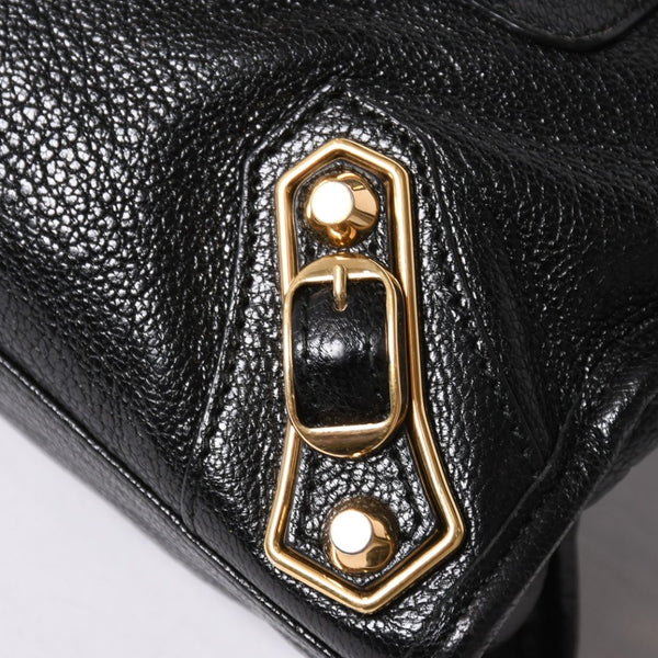 極美品 BALENCIAGA バレンシアガ ミニ シティ ハンドバッグ ショルダーバッグ 2WAY 390160 レザー ブラック 中古 4a006396