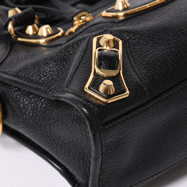 極美品 BALENCIAGA バレンシアガ ミニ シティ ハンドバッグ ショルダーバッグ 2WAY 390160 レザー ブラック 中古 4a006396