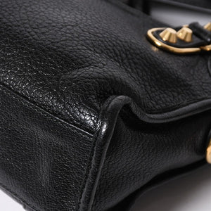 極美品 BALENCIAGA バレンシアガ ミニ シティ ハンドバッグ ショルダーバッグ 2WAY 390160 レザー ブラック 中古 4a006396