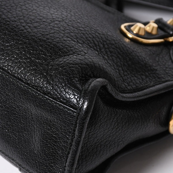 極美品 BALENCIAGA バレンシアガ ミニ シティ ハンドバッグ ショルダーバッグ 2WAY 390160 レザー ブラック 中古 4a006396