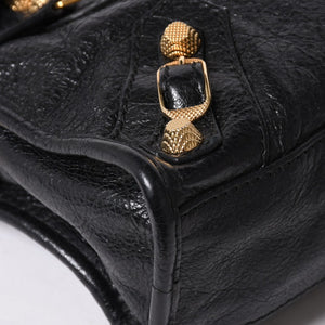 極美品 BALENCIAGA バレンシアガ LE CITY MINI ミニ シティ 2WAYバッグ 309544 ブラック ゴールド金具 中古 4a006448