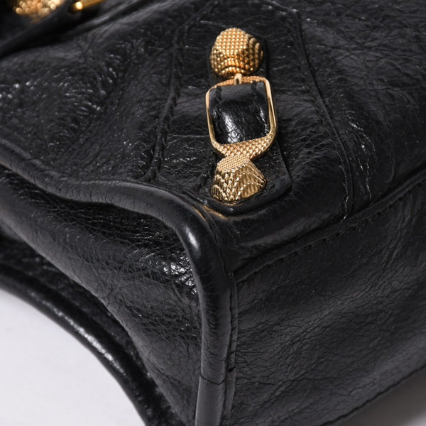 極美品 BALENCIAGA バレンシアガ LE CITY MINI ミニ シティ 2WAYバッグ 309544 ブラック ゴールド金具 中古 4a006448