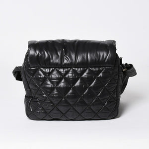 極美品 CHANEL シャネル コココクーン ショルダーバッグ A48616 14番台 ココマーク ナイロン ブラック シルバー金具 キルティング 中古 4a006528