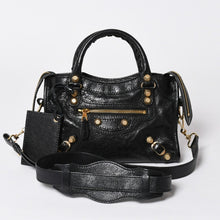 将图片加载到图库查看器中。 極美品 BALENCIAGA バレンシアガ LE CITY MINI ミニ シティ 2WAYバッグ 309544 ブラック ゴールド金具 中古 4a006448
