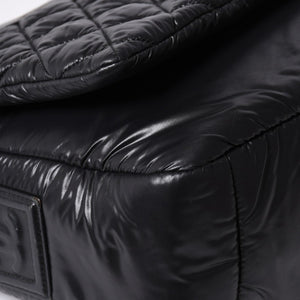 極美品 CHANEL シャネル コココクーン ショルダーバッグ A48616 14番台 ココマーク ナイロン ブラック シルバー金具 キルティング 中古 4a006528