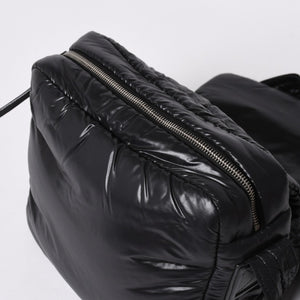極美品 CHANEL シャネル コココクーン ショルダーバッグ A48616 14番台 ココマーク ナイロン ブラック シルバー金具 キルティング 中古 4a006528