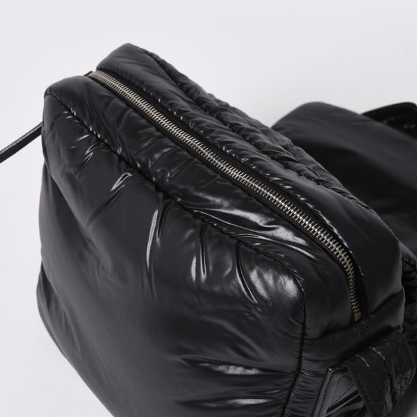 極美品 CHANEL シャネル コココクーン ショルダーバッグ A48616 14番台 ココマーク ナイロン ブラック シルバー金具 キルティング 中古 4a006528