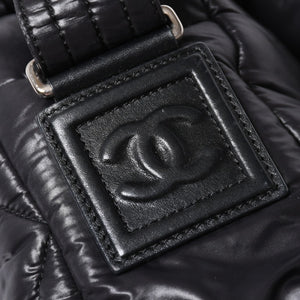 極美品 CHANEL シャネル コココクーン ショルダーバッグ A48616 16番台 ココマーク ナイロン ブラック シルバー金具 キルティング 中古 4a006457