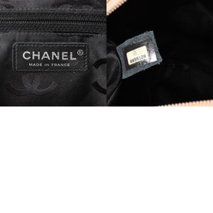 Very Good Condition CHANEL Cambon Line Bowling Bag Handbag A25171 Lambskin No. 8 Beige Black Coco Mark Silver Hardware Used 4a006417