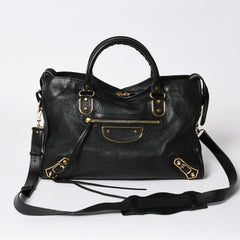 Very Good Condition BALENCIAGA Metallic Edge City Leather 2WAY Handbag Shoulder Bag Gold Hardware 505984 Used 4a006412