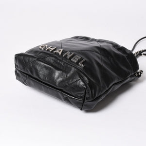 新品同様品 CHANEL シャネル シャネル22 ミニバッグ 2WAY ハンドバッグ ショルダーバッグ ランダム番台 ブラック シルバー金具 中古 4a006458