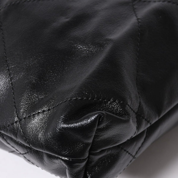 新品同様品 CHANEL シャネル シャネル22 ミニバッグ 2WAY ハンドバッグ ショルダーバッグ ランダム番台 ブラック シルバー金具 中古 4a006458