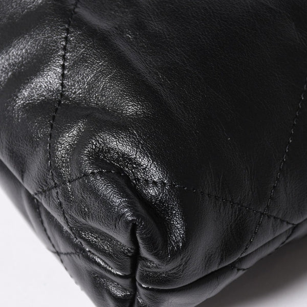 新品同様品 CHANEL シャネル シャネル22 ミニバッグ 2WAY ハンドバッグ ショルダーバッグ ランダム番台 ブラック シルバー金具 中古 4a006458