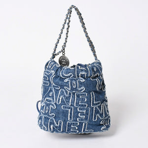 Like new CHANEL CHANEL22 mini 2WAY shoulder bag here mark AS3980 denim blue silver hardware used 4a006452