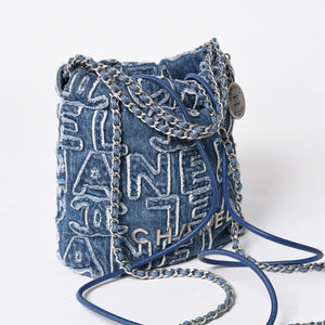 Like new CHANEL CHANEL22 mini 2WAY shoulder bag here mark AS3980 denim blue silver hardware used 4a006452
