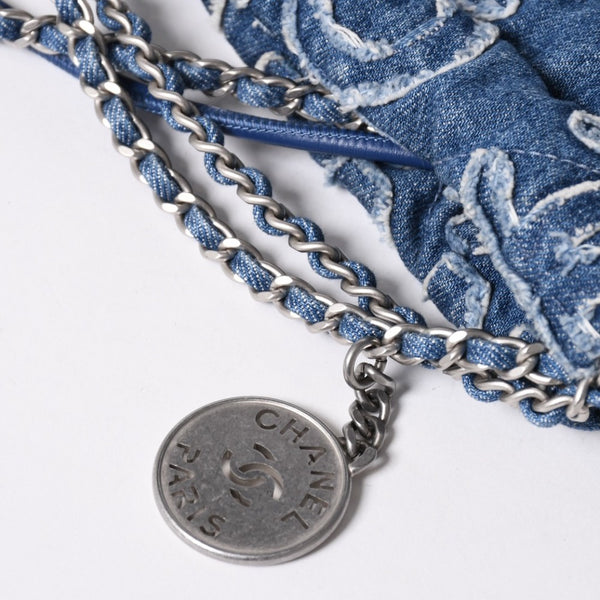 Like new CHANEL CHANEL22 mini 2WAY shoulder bag here mark AS3980 denim blue silver hardware used 4a006452