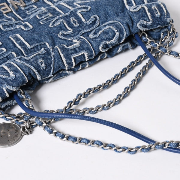 Like new CHANEL CHANEL22 mini 2WAY shoulder bag here mark AS3980 denim blue silver hardware used 4a006452
