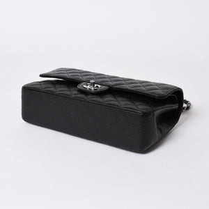 新品同様 CHANEL シャネル マトラッセ25 Wフラップ Wチェーンショルダーバッグ キャビアスキン ゴールド金具 ランダム番台 ブラック 中古 4a006559