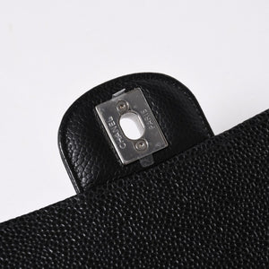新品同様 CHANEL シャネル マトラッセ25 Wフラップ Wチェーンショルダーバッグ キャビアスキン ゴールド金具 ランダム番台 ブラック 中古 4a006559