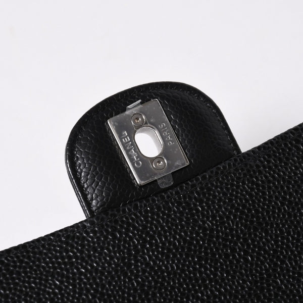 新品同様 CHANEL シャネル マトラッセ25 Wフラップ Wチェーンショルダーバッグ キャビアスキン ゴールド金具 ランダム番台 ブラック 中古 4a006559