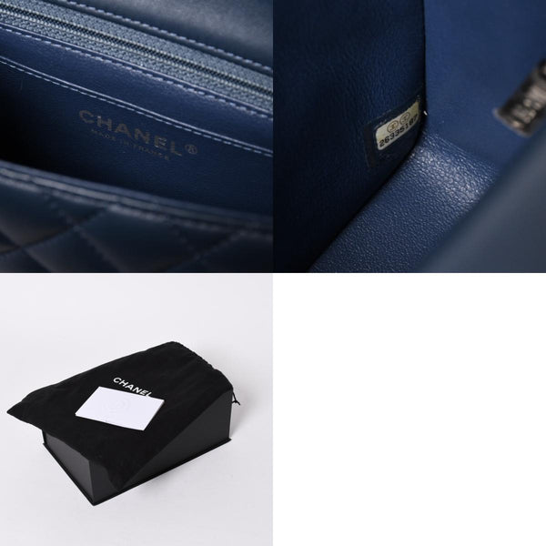 新品同様 CHANEL シャネル ミニマトラッセ17 Sフラップ Sチェーンショルダーバッグ 26番台 ココマーク ラムスキン ブルー シルバー 中古 4a006558