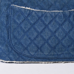 極美品 CHENEL シャネル デカマトラッセ シングルフラップ シングルチェーンバッグ ショルダーバッグ デニム ブルー ゴールド金具 中古 4a006445