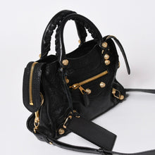 将图片加载到图库查看器中。 極美品 BALENCIAGA バレンシアガ LE CITY MINI ミニ シティ 2WAYバッグ 309544 ブラック ゴールド金具 中古 4a006448