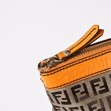 将图片加载到图库查看器中。 極美品 FENDI フェンディ ズッキーノ トートバッグ ハンドバッグ 8BH179 キャンバス レザー ブラウン オレンジ ゴールド金具 中古 4a006516