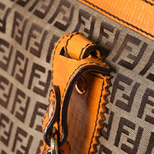 将图片加载到图库查看器中。 極美品 FENDI フェンディ ズッキーノ トートバッグ ハンドバッグ 8BH179 キャンバス レザー ブラウン オレンジ ゴールド金具 中古 4a006516