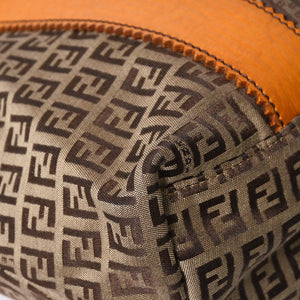 Very good condition FENDI Zucchino tote bag handbag 8BH179 canvas leather brown orange gold hardware used 4a006516