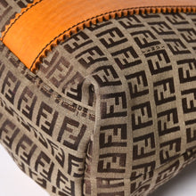 将图片加载到图库查看器中。 極美品 FENDI フェンディ ズッキーノ トートバッグ ハンドバッグ 8BH179 キャンバス レザー ブラウン オレンジ ゴールド金具 中古 4a006516