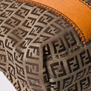 Very good condition FENDI Zucchino tote bag handbag 8BH179 canvas leather brown orange gold hardware used 4a006516