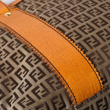 将图片加载到图库查看器中。 極美品 FENDI フェンディ ズッキーノ トートバッグ ハンドバッグ 8BH179 キャンバス レザー ブラウン オレンジ ゴールド金具 中古 4a006516