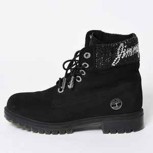 JIMMY CHOO ジミーチュウ Timberland ティンバーランド クリスタル アンクルブーツ A74148 ブラック サイズ25cm 美品 中古 4a006142