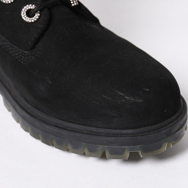 JIMMY CHOO ジミーチュウ Timberland ティンバーランド クリスタル アンクルブーツ A74148 ブラック サイズ25cm 美品 中古 4a006142