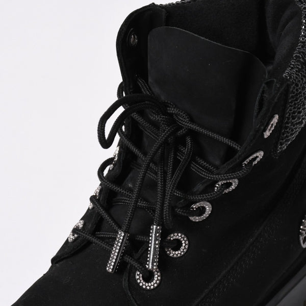 JIMMY CHOO ジミーチュウ Timberland ティンバーランド クリスタル アンクルブーツ A74148 ブラック サイズ25cm 美品 中古 4a006142